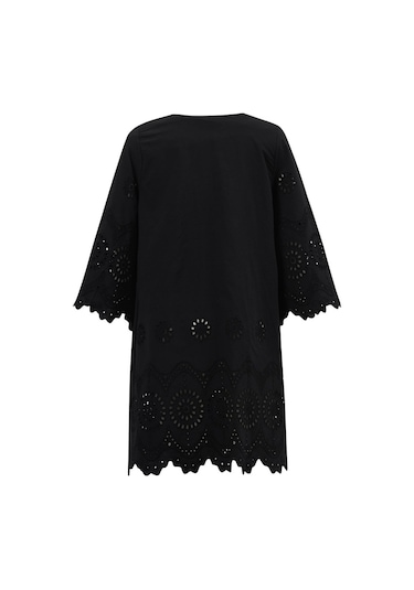 Peraluna Hiromi Dress %100 Pamuk 3/4 Kol Diz Hizası Yazlık Kadın Siyah