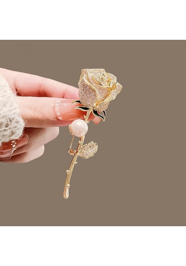 Altın Moda Altın Renk Gül Çiçek Broş Kadınlar İçin Zarif Çiçek Buketi Takım Elbise Ceket Broş Pins Düğün Parti Takı Altın