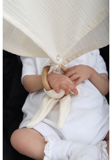 Luckka Çok Amaçlı Müslin Oyuncak , Diş Kaşıyıcı , Puset Oyuncağı , Emzik Tutacağı , Fular - Ztcrınkletoy Krem