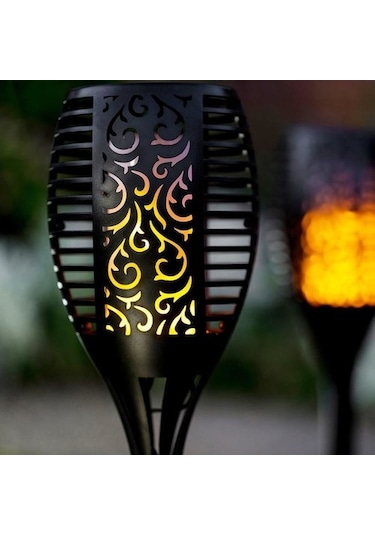 Alev Efektli Solar Bahçe Lambası 51 Cm Bahçe Aydınlatma Beyaz