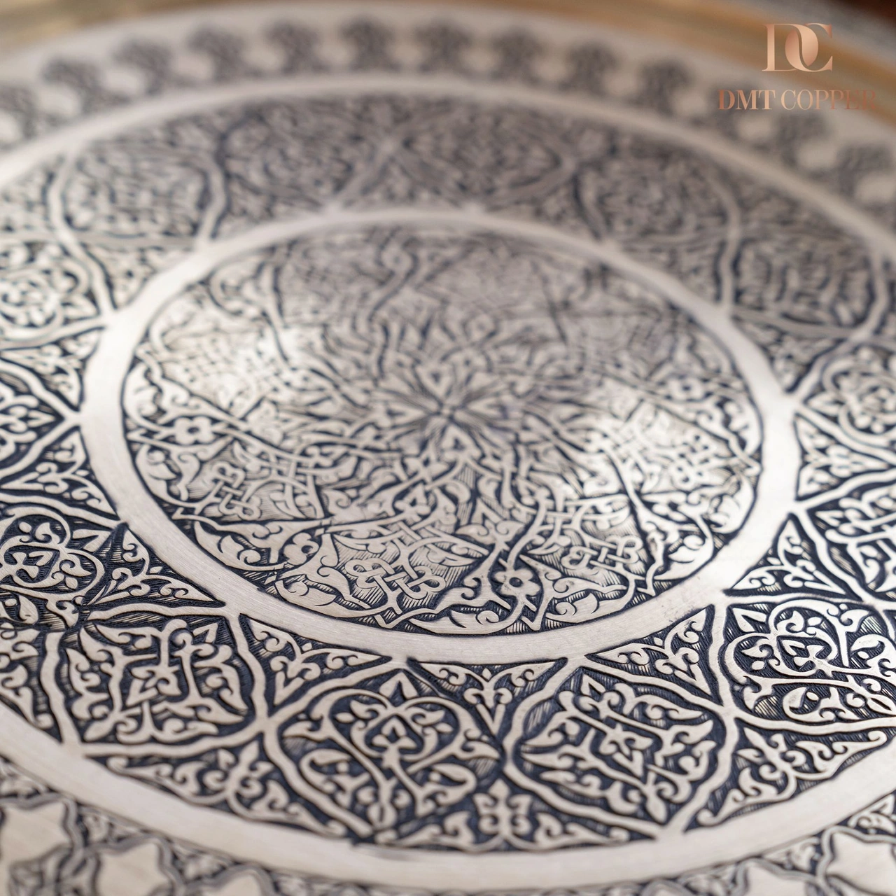 Dmt Gaziantep Sarı Bakır 35 Cm Osmanlı El İşi Sunum Gold Tepsi Kına Tepsisi 35 Cm Sarı