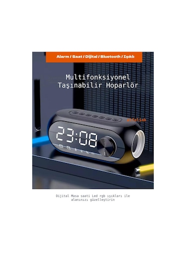 Alfalink Bg-s8 Bluetooth Speaker Hd Led Alarm Clock Tf Card Fm Radiotaşınabilir Speaker