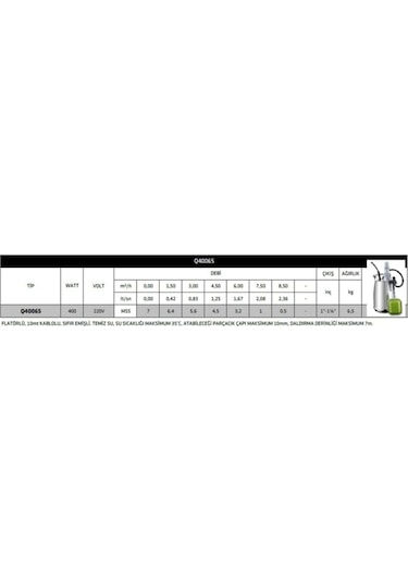 Q40065 Paslanmaz Çelik Gövdeli Dalgıç Pompa-400 Watt