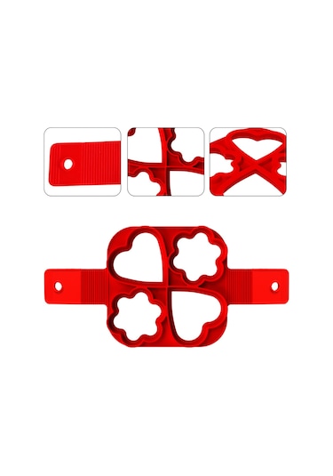 Teltree Silikon Yumurta Kalıbı 4 Lü Kalp Ve Çiçek Şekilli Yumurta Pişirme Aleti Diğer