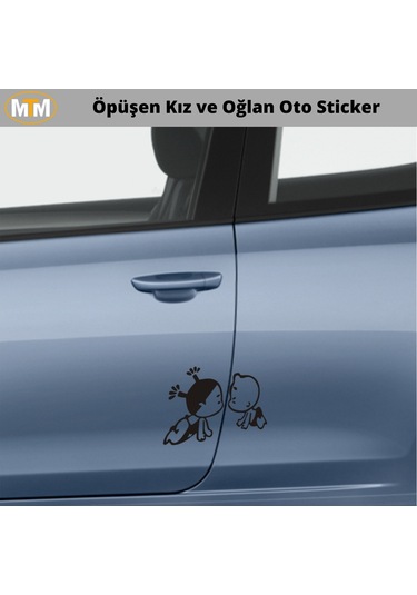 Öpüşen Kız Oglan Oto Sticker 15 Cm