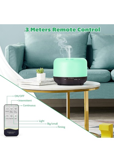 Uçucu Yağ Difüzör Aromaterapi Nemlendirici: 500ml Ultrasonik Aroma Hava Buharlaştırıcı Büyük Oda İçin Sessiz Sis Nemlendiricileri Küçük Bebek Yatak Odası İçin Uzaktan Kumanda Siyah-2pack