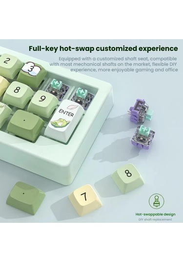 Mkespn W908 Wiresless Tri-mode Hot-swappable Macro-defined Rgb Backlit Oyun Mekanik Klavye Beyaz