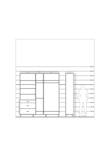 Hyperion Dolap 9 Raflı 3 Çekmeceli 3 Askılı 220x44x243 Çam-çam/çam Atlas Çam/atlas Çam