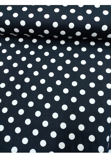 Hayat Home Siyah Puantiyeli Duck Keten Kumaş -Ranır Kumaşı