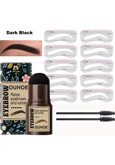 Gajeena "su Geçirmez Kaş Şablon Seti - Koyu Siyah, 10 Farklı Model İle Mükemmel Kaşlar"