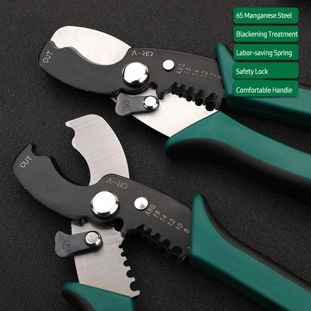 Folinda Elektrikçi Multifonksiyon Tel Soyucu Ve Kesici - Yeşil-siyah, 1.29-3.26mm Aralığı, 65 Çelik Malzeme