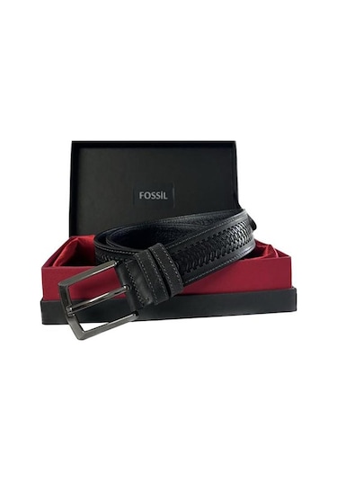 Fossil Gri Desenli Hakiki Deri Spor Kemer 4cm-125cm Gri