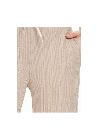 Denokids Kız Çocuk Geniş Paça Bej Basic Eşofman Altı Renkli Bej