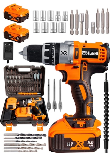 Steiner XR 58 V 5Ah Trnc Li-ion Çift Akülü Şarjlı Vidalama Matkap + Pro Set