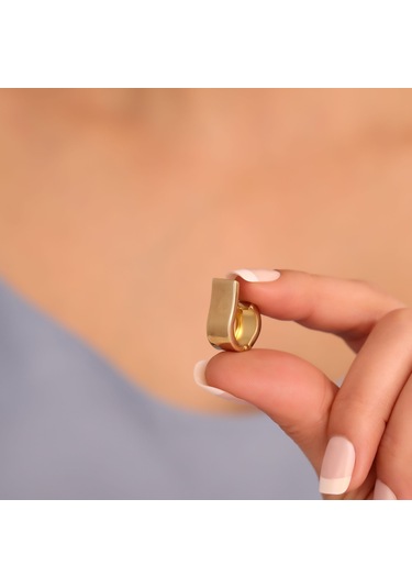 Nox Jewelry 925 Ayar Soru İşareti Temalı Hafif Parlak Tasarım Gümüş Küpe - E00268 Gold