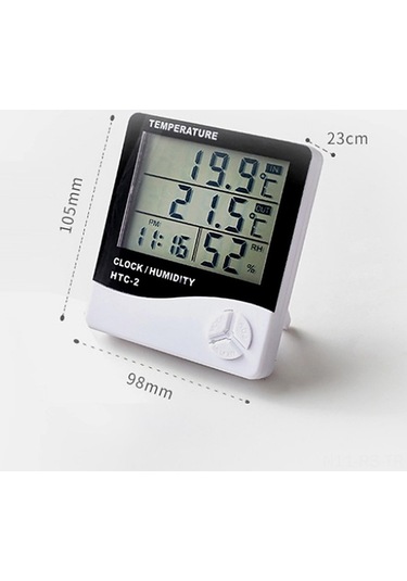 Pazly Dijital İç/dış Termometre Ve Higrometre, Büyük Ekranlı Saatli Nem Ölçer, Duvar Ve Masa Montajlı