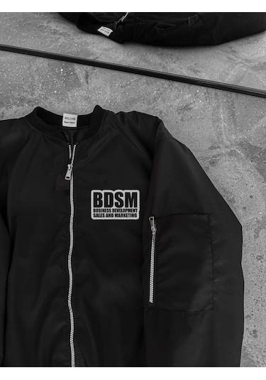 Mbb E-ticaret Erkek Baskılı Bomber Mont Fermuarlı Cepli Kapitone Astarlı - Siyah
