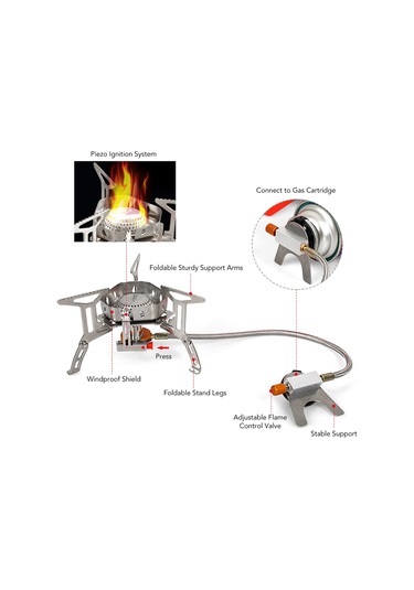 Jeemson Hk360 3500w Fırınsız Kamp Ocağı, Aluminyum-çelik Konstruksiyeli, Rüzgar Engeli Ve Taşıma Çantası İle Tam Set Gümüş