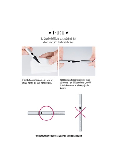 İnce Fırça Uçlu Kalem Eyeliner Natural Fix Brush Pen Liner Black 1