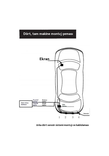 Kaliteli Geri Gidiş Radarı, 4 Kanallı Sensör Göstergesi, Ayarlanabilir Hassasiyet, Park Sensörü Lcd Kırmızı