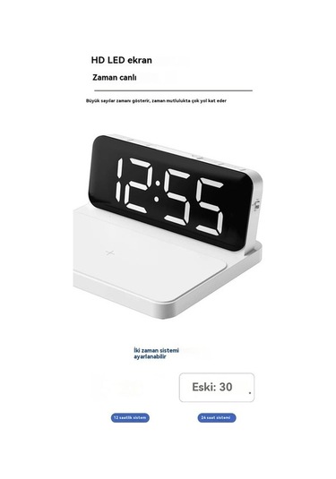 Trendooze Şarjlı Şarj Saat, Saat, Saat Kablosuz Kablosuz Elektronik Edilebilir Çalar Çalar Jy