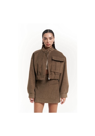 Tenby Soft Kahve Crop Ceket-etek Takım Soft Kahve