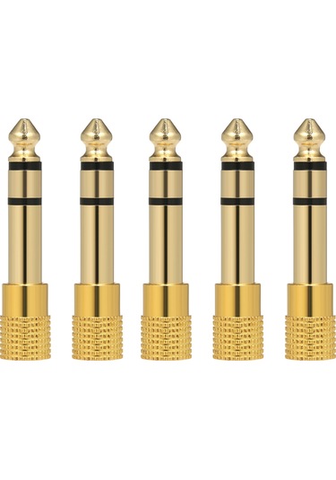 Symbee 5 Adet Altın Metal 6.35mm'den 3.5mm'ye Ses Dönüştürücü Adaptörü