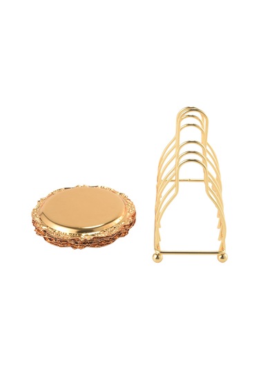 Xurunkeji Seri 6 Parça Roller Coaster Yaratıcı İçecek Coaster Dekoratif Çerçeve Kaymaz Metal Coaster Masaüstü Ekranı Direk Çerçeve, Mutfak, Sehpa Dekorasyonu Altın Altın