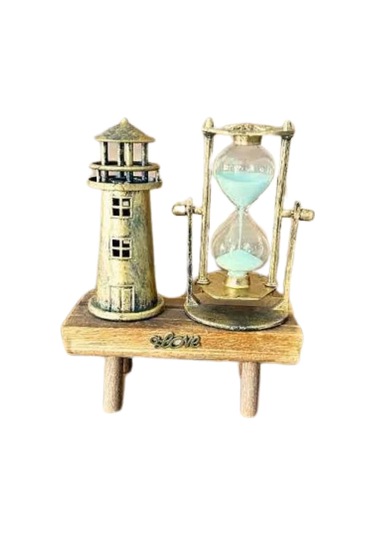 Hediyelik Eşya Retro Deniz Fenerli Kum Saati Ahşap Görünümlü Dekoratif Eşya