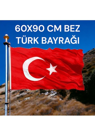 60x90 Cm Bez Türk Bayrağı Kaliteli Kumaş Malzeme
