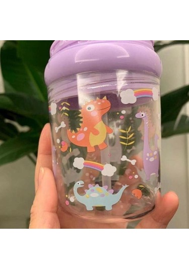 Yaratıcı Balina Sprey Kupası Sevimli Karikatür Balina Desen Sippy Kupası Taşınabilir Çocuk Su Geçirmez Kupası Bardaklar Taro Mor 1 Kat Pembe