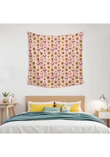 Noel Desenli 50x50 İnç Kare Duvar Halısı, Oturma Odası, Yatak Odası Ve Genç Odası İçin