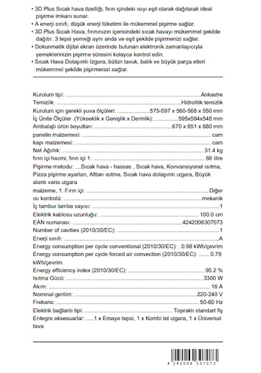 Profilo FRMA226B 66 L Ankastre Fırın