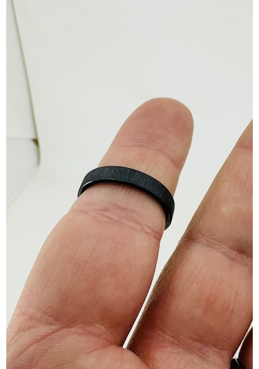 4mm Mat Fırçalanmış Düz Kadın Erkek Çelik Yüzük Alyans Cl45 Siyah