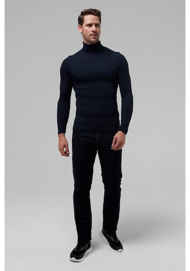 Twn Slim Fit Lacivert Rib Örgü Kazak 5ec0606317641 101