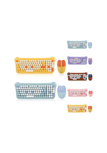 Qw05 Karışık Renk Taşınabilir 2.4g Kablosuz Klavye Mouse Seti Mavi