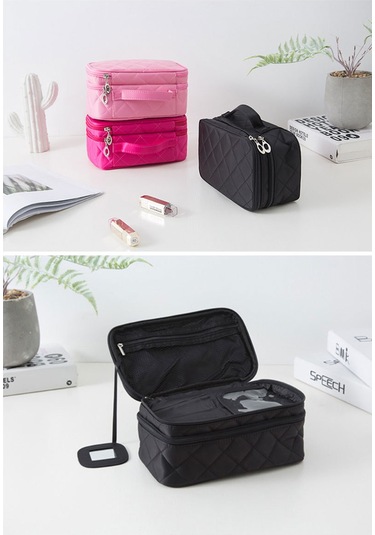 Moveevo Askılı Çift Katlı Makyaj Çantası, Kadınlar İçin Büyük Kozmetik Çantası, Fırçalar, Güzellik, Göz Farı Paleti, Ruj