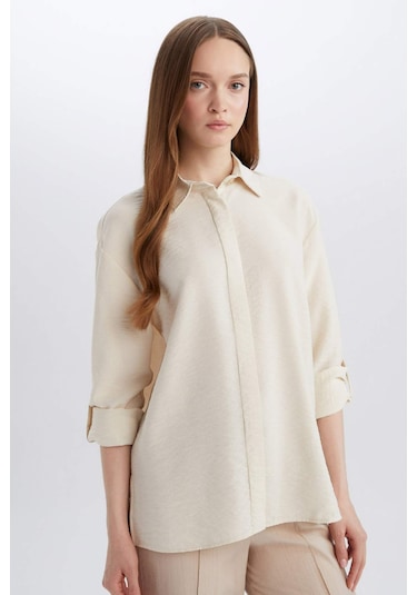 DeFacto Regular Fit Basic Düz Uzun Kollu Gömlek Tunik E0785AX25SPER98 DeFacto Regular Fit Basic Düz Uzun Kollu Gömlek Tunik E0785AX25SPER98