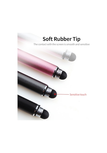 Moveevo Metal Çift Uçlu Dokunmatik Kalem - Şeffaf Diskli, Hassas Çizim, Ofis Ve Oyun İçin Tüm Kapasitif Ekranlar İçin - Pembe