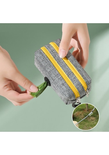 Açık Pet Atık Torbası Köpek Kakası Toplama Çantası Gri Yeşil Çift Fermuarlı