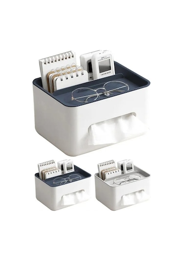 Gri Peçete Kutusu Kaymaz Mendil Kutusu Çeşitli Eşyalar Yuvası Pp Pürüzsüz Kenar Ev Gereçleri