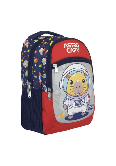 Capybara Erkek Çocuk Astronot İlkokul Okul Sırt Çantası - Lacivert - Kırmızı - 5227 Çok Renkli