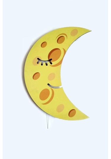 Çocuk Odası Bebek Odası Led Işıklı Ay Baskılı Mdf Duvar Süsü