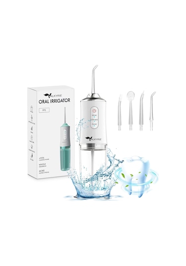 Valkyrie Şarj Edilebilir 4 Başlıklı Taşınabilir Diş Protez Bakım Ve Ağız Duşu Yüksek Kapasite Beyaz