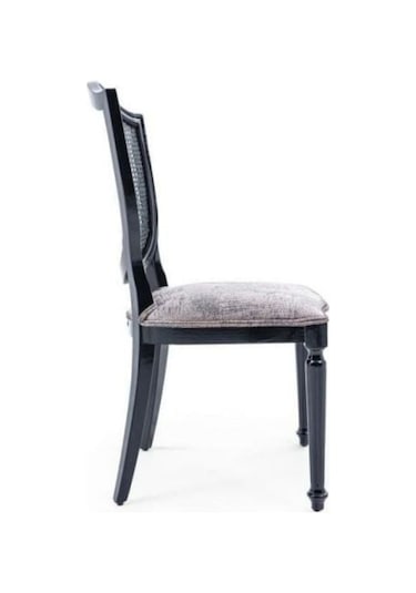 Kupa Hasırlı Ahşap Sandalye Siyah