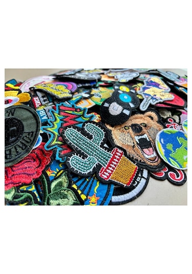 Halfart Karışık Desenli 50 Adet Ütü İle Yapışan Yama Arma Patch Seti Çok Renkli