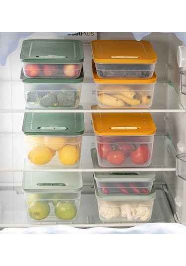 Buzdolabı Saklama Kabı 3'lü Set 1 2,5-3,8-5 Lt Renkli Kiltli Ka