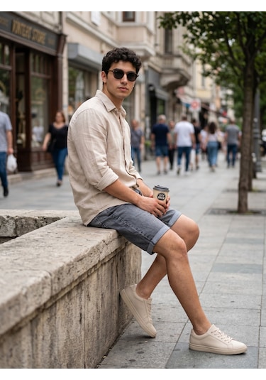 Kaizer Jeans Füme Doble Paça Kot Şort