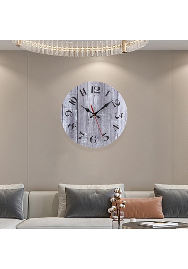 Suntek Banyo Dekorları Rustik Ahşap Modern Sessiz Duvar Saati Gri