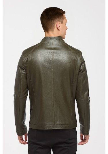 Derije Puyol Hakiki Jumbo Deri Erkek Haki Mont